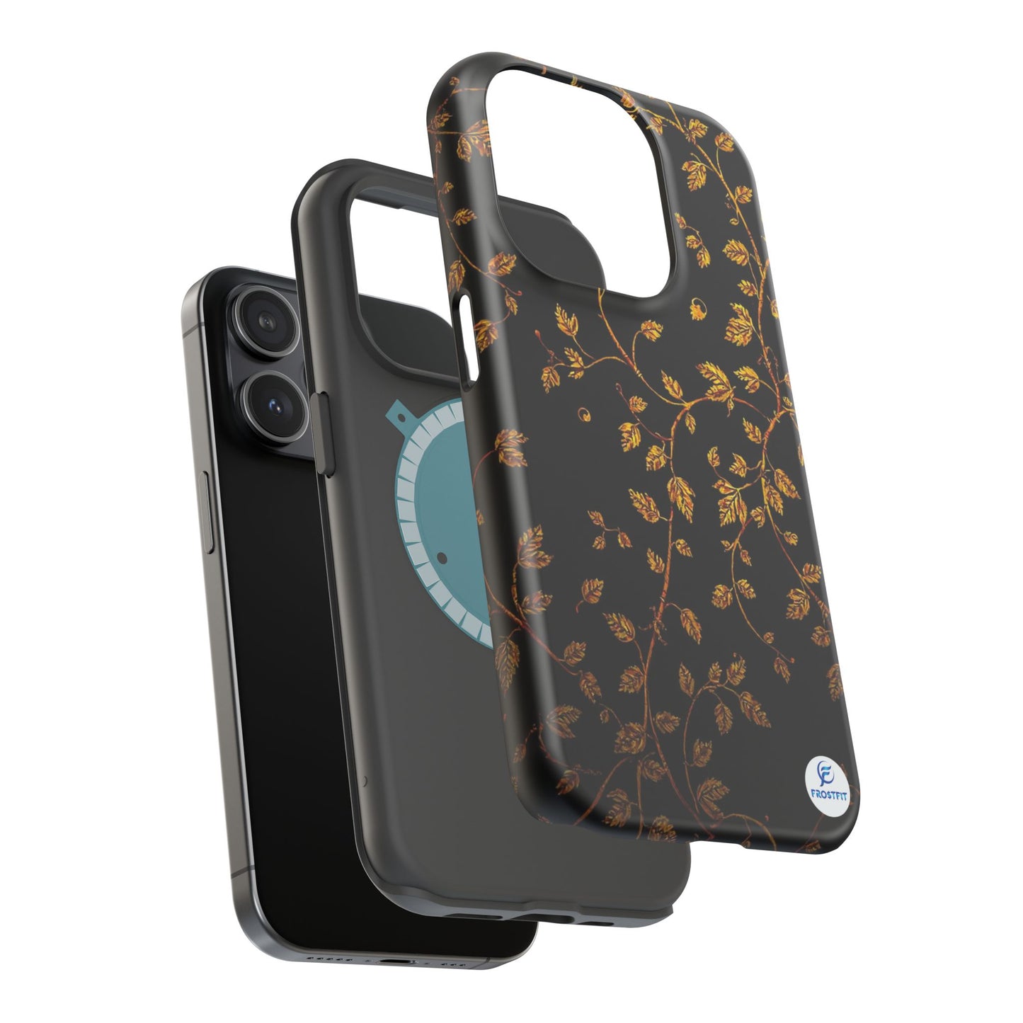 Elegant Floral Magnetic Tough Case for Phone - Stylish Gold Leaf Design