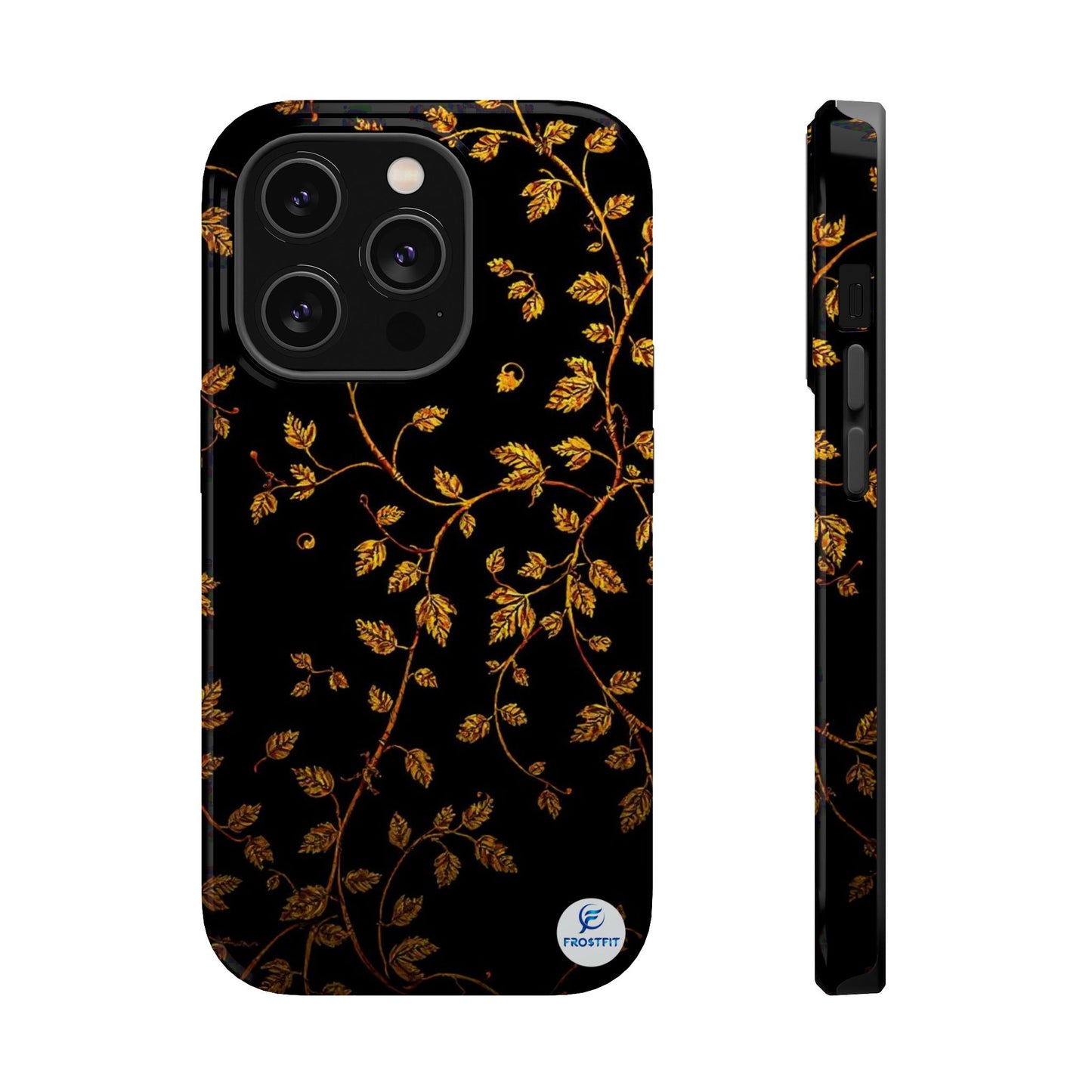 Elegant Floral Magnetic Tough Case for Phone - Stylish Gold Leaf Design