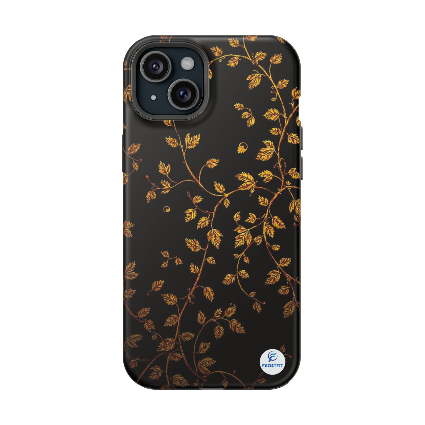 Elegant Floral Magnetic Tough Case for Phone - Stylish Gold Leaf Design