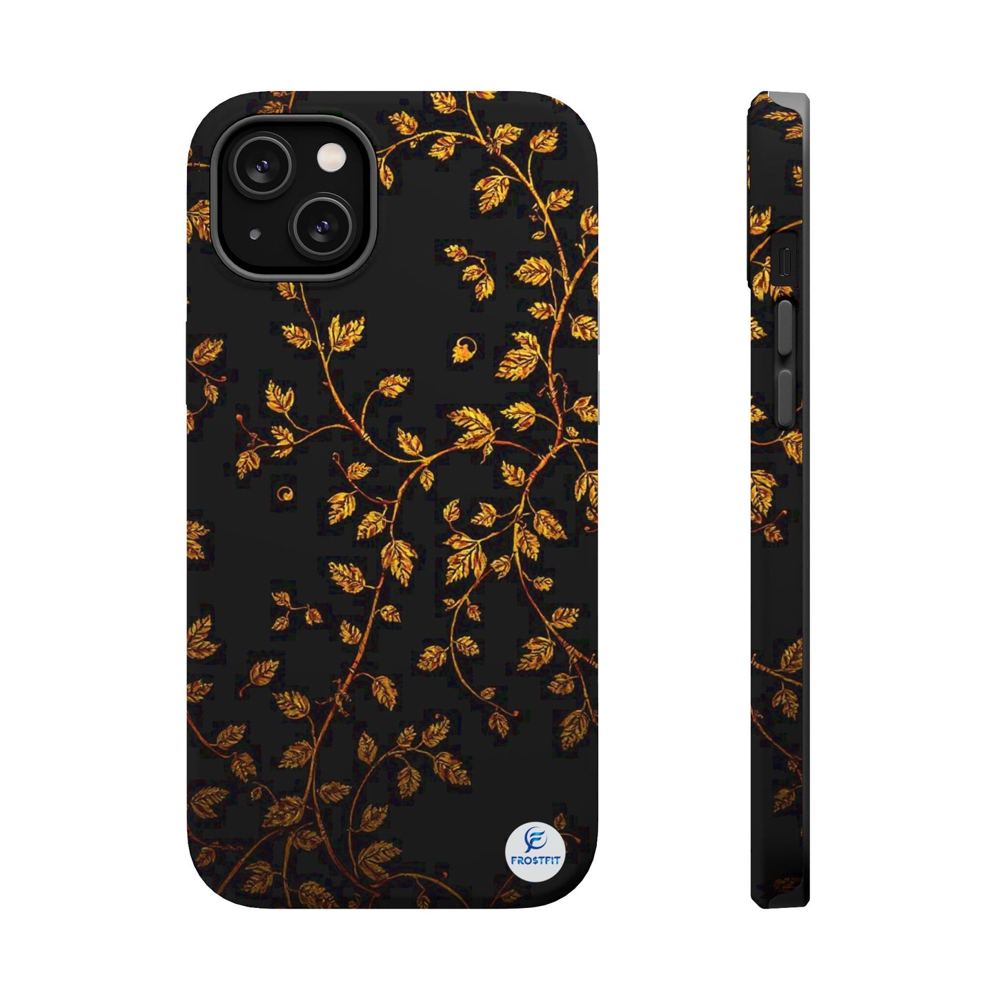 Elegant Floral Magnetic Tough Case for Phone - Stylish Gold Leaf Design