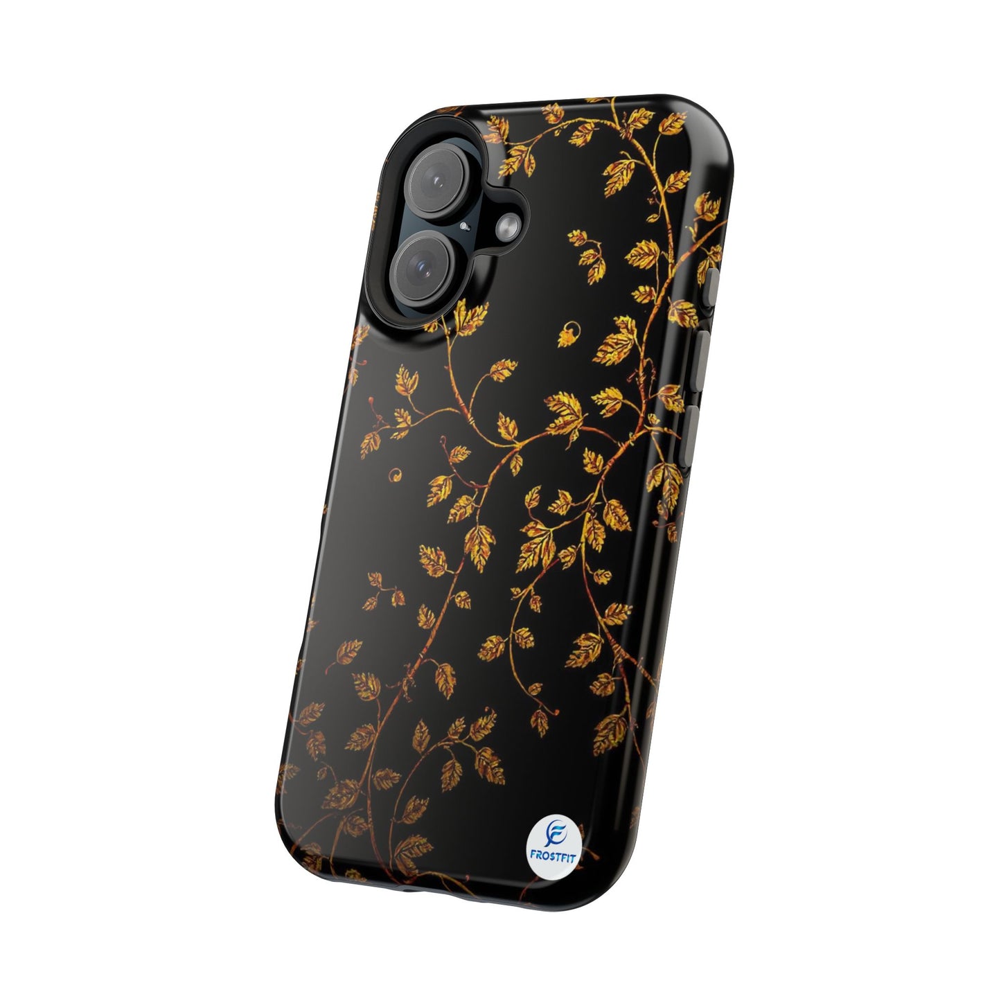 Elegant Floral Magnetic Tough Case for Phone - Stylish Gold Leaf Design