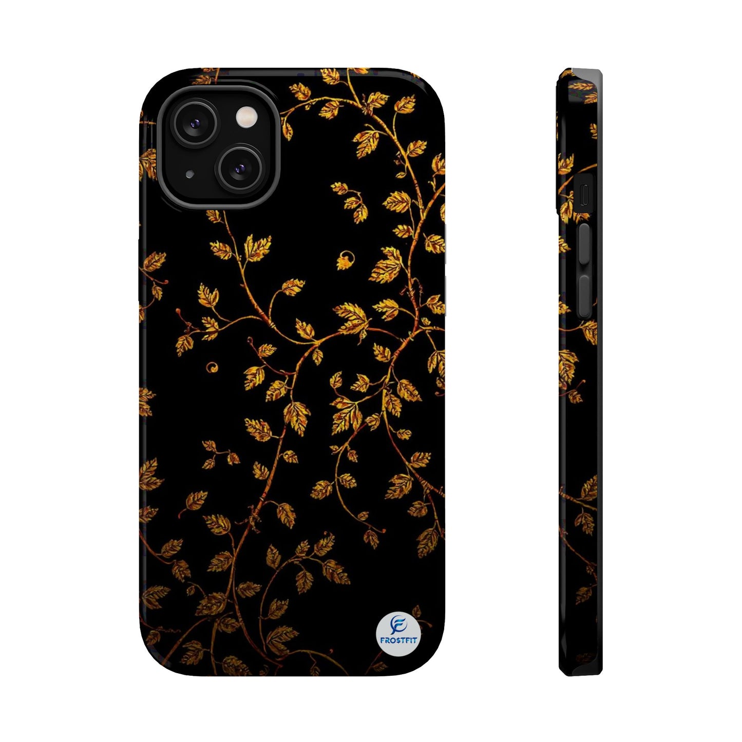 Elegant Floral Magnetic Tough Case for Phone - Stylish Gold Leaf Design