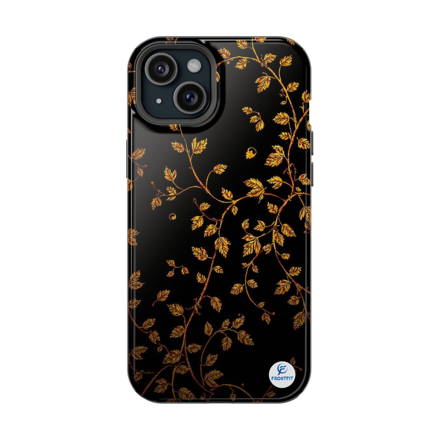 Elegant Floral Magnetic Tough Case for Phone - Stylish Gold Leaf Design