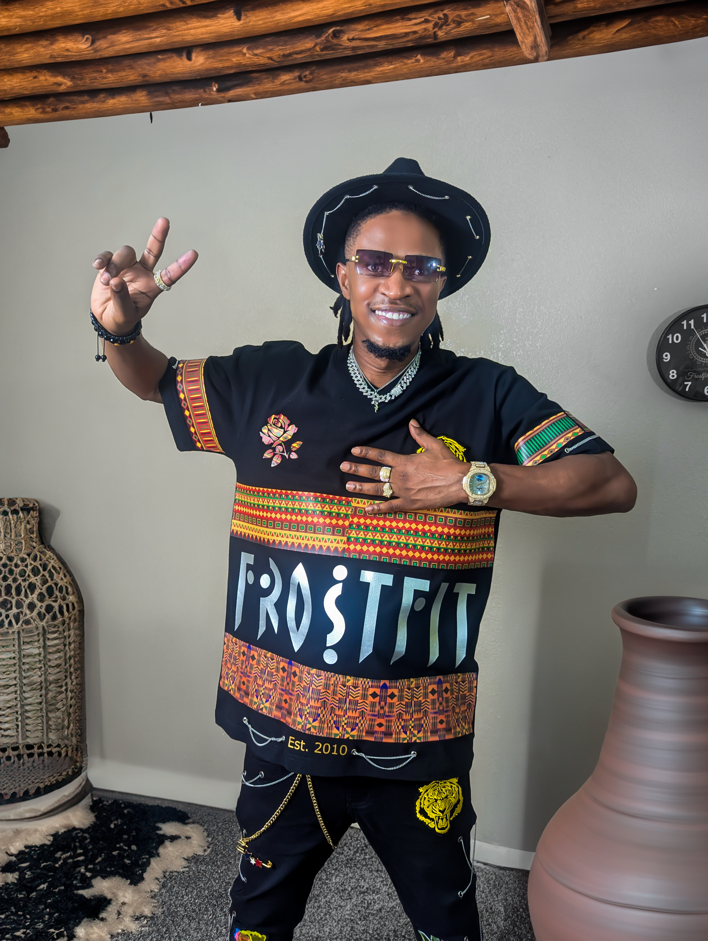 African Heritage-Inspired Vinyl Print T-Shirt