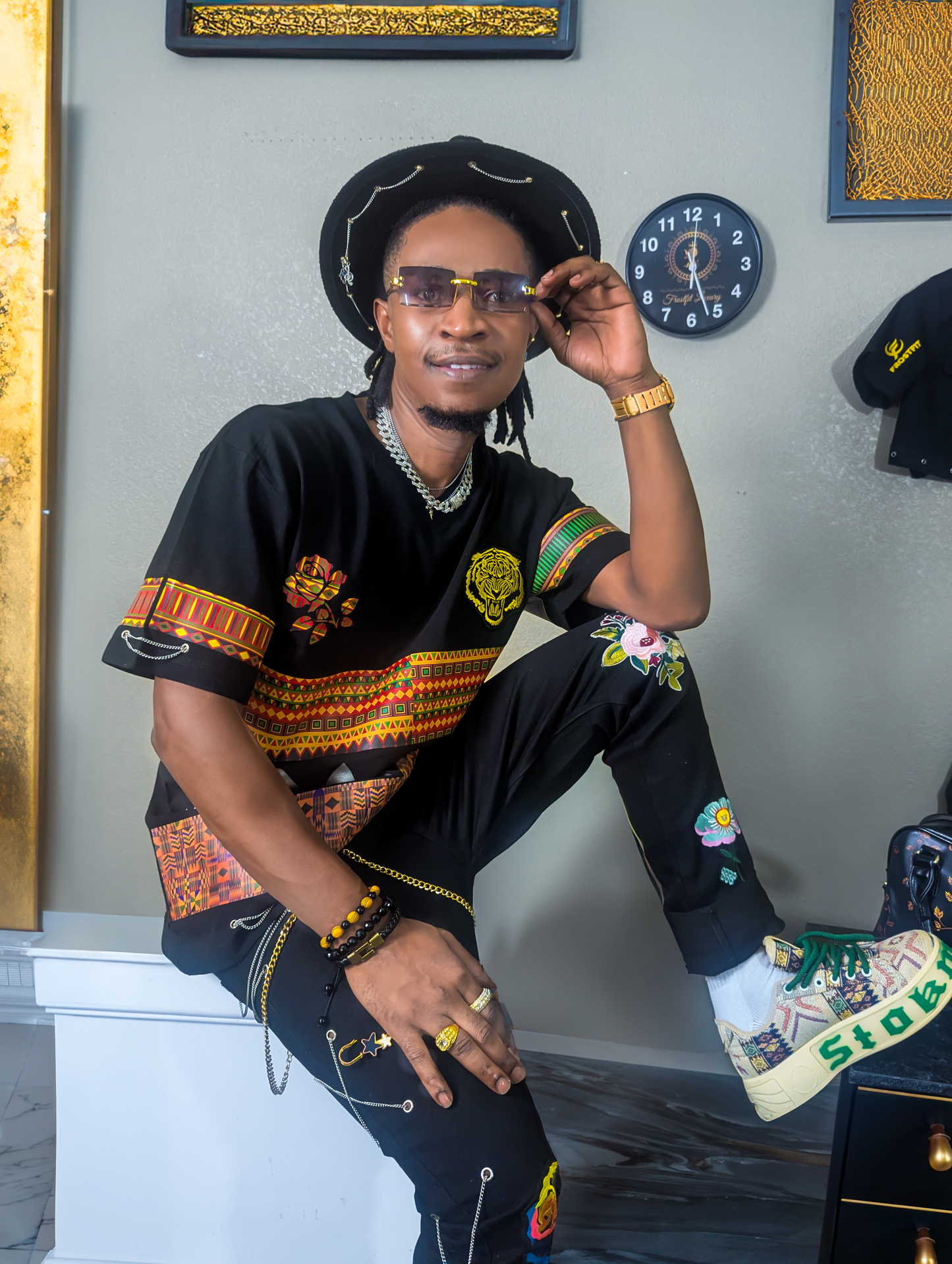 African Heritage-Inspired Vinyl Print T-Shirt