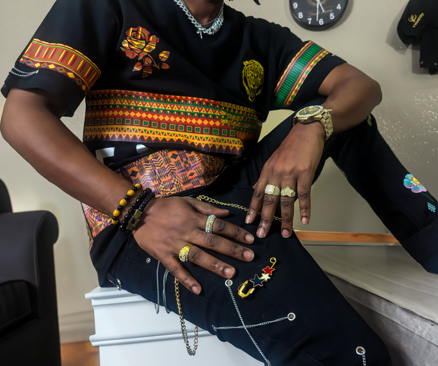 African Heritage-Inspired Vinyl Print T-Shirt