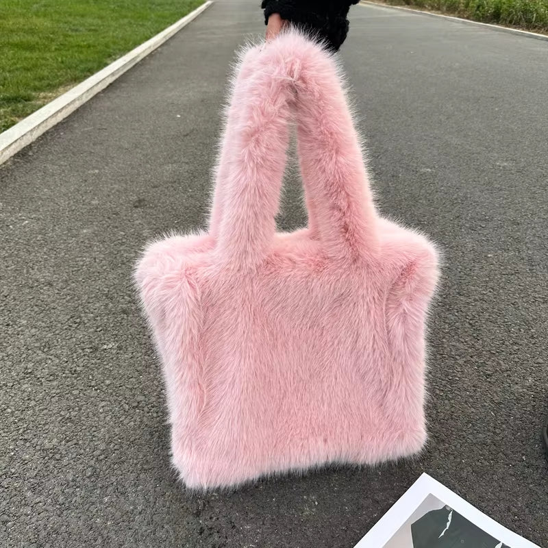 Designer Fluffy Plush Shoulder Bag