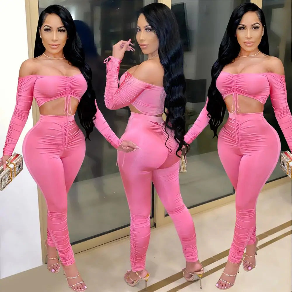 Two Piece Set Tracksuit Women 2 Piece Sets Womens Outfits Crop Top Stacked Leggings Fall Clothes Two Pieces Outfits Dropshipping