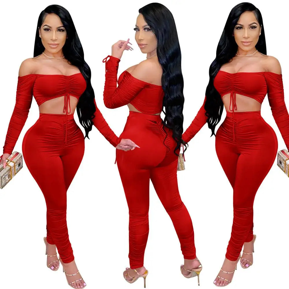 Two Piece Set Tracksuit Women 2 Piece Sets Womens Outfits Crop Top Stacked Leggings Fall Clothes Two Pieces Outfits Dropshipping